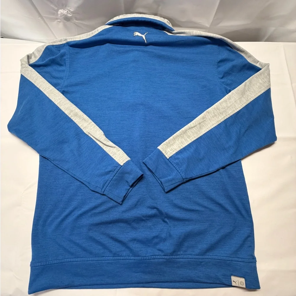 Puma Athletic Men’s Blue Quarter-Zip Sweater with Gray‎ Trim
